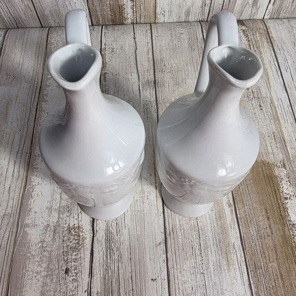 Vintage Philippe Deshoulieres ‎ Lourioux France White Porcelain Vase Grape Cruet